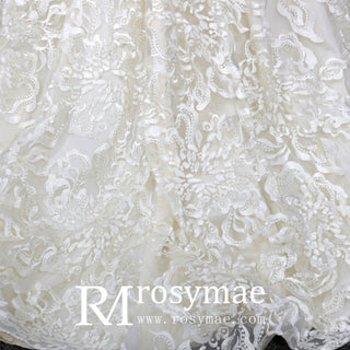 Stylish Off The Shoulder Champagne Wedding Dresses For Brides - Rosymae