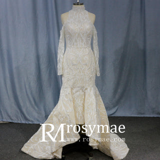Stylish Off The Shoulder O-Neck Wedding Dresses For Brides - Rosymae