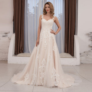 A-line Tulle and Lace Keyhole Wedding Dress for Women