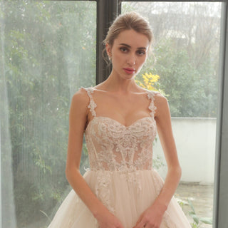 Sweetheart BallGown Beach Wedding Dress with Spaghetti Straps - Rosymae