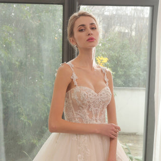 Sweetheart BallGown Beach Wedding Dress with Spaghetti Straps - Rosymae
