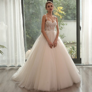 Sweetheart BallGown Beach Wedding Dress with Spaghetti Straps - Rosymae