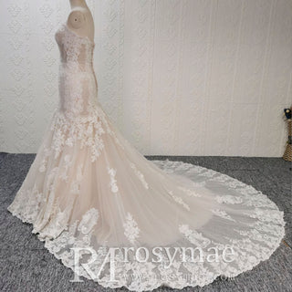 Luxury Sweetheart Neck Lace Fit Flare Sparkly Wedding Dresses