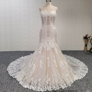 Luxury Sweetheart Neck Lace Fit Flare Sparkly Wedding Dresses