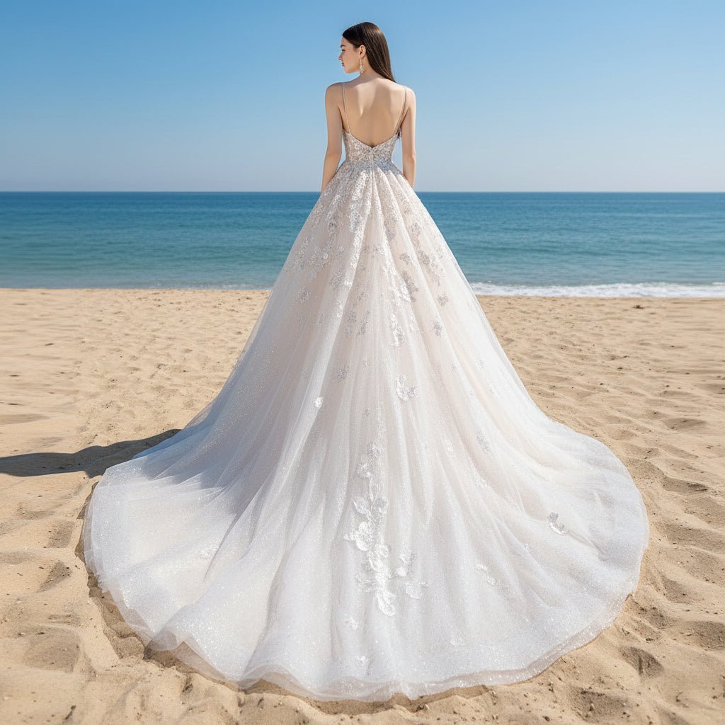 Sweetheart Neck Ball Gown Wedding Dress with Spaghetti Straps - Rosymae
