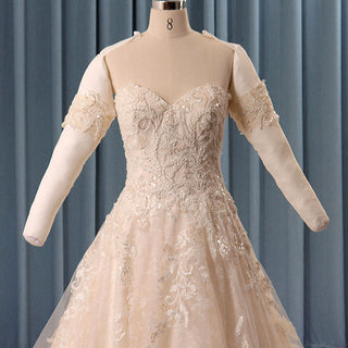 Strapless Sweetheart Neck Puffy Ball Gown Lace Wedding Dress