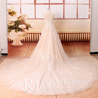 Princess Strapless Puff Ball Gown Wedding Dress with V neck