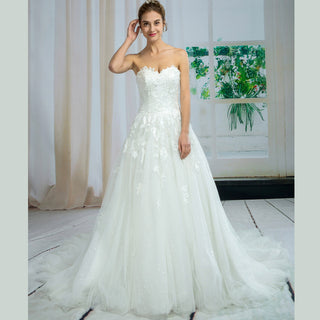 Strapless Tulle and Lace A-line Wedding Dress with Sweetheart