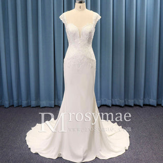 Sweetheart Neckline Bridal Gowns Wedding Dress Cap Sleeve - Rosymae