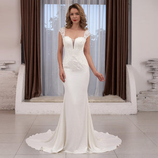 Sweetheart Neckline Bridal Gowns Wedding Dress Cap Sleeve - Rosymae