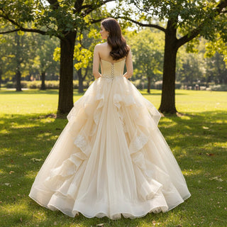 Sweetheart Neckline Gold Formal Dresses & Evening Gowns - Rosymae