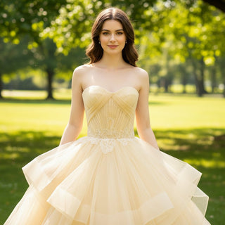 Sweetheart Neckline Gold Formal Dresses & Evening Gowns - Rosymae