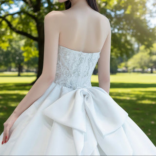 Sweetheart Neckline Satin Lace Ball Gown Bridal Wedding Dress - Rosymae