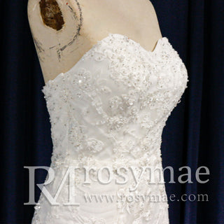 Sweetheart Neckline Strapless Crepe Mermaid Wedding Dresses - Rosymae