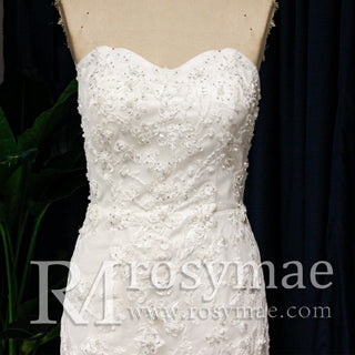 Sweetheart Neckline Strapless Crepe Mermaid Wedding Dresses - Rosymae