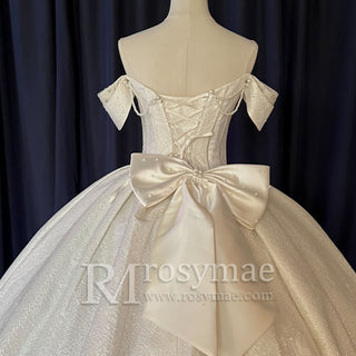 Sweetheart Off the Shoulder Ball Gown Wedding Dress - Rosymae