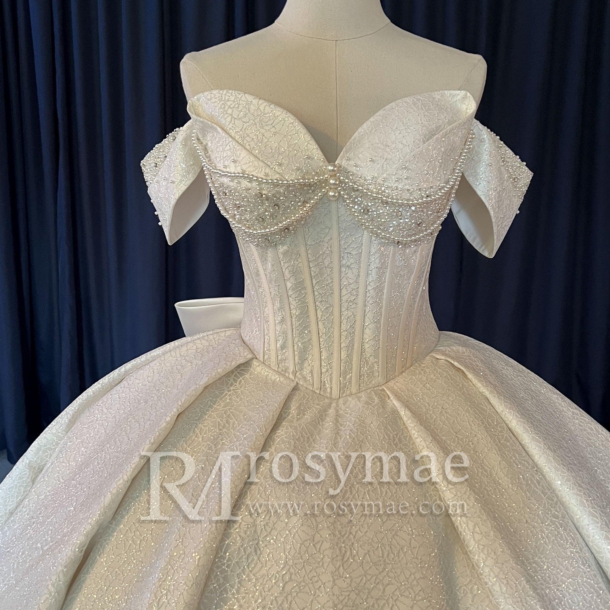 Sweetheart Off the Shoulder Ball Gown Wedding Dress - Rosymae