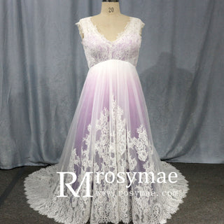 Tank Strap V Neck A Line Plus Size Wedding Dresses for Short Brides - Rosymae