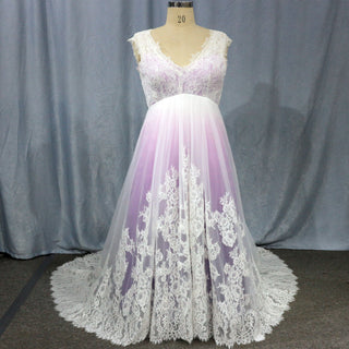 Tank Strap V Neck A Line Plus Size Wedding Dresses for Short Brides - Rosymae