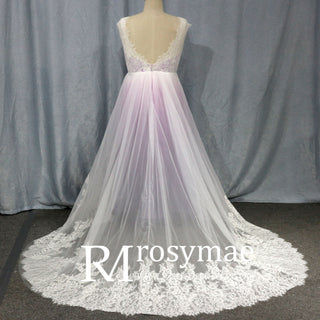 Tank Strap V Neck A Line Plus Size Wedding Dresses for Short Brides - Rosymae