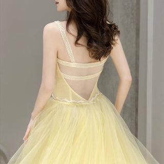 Tea Length A-Line Formal Prom Dress Cocktail Gown with Puffy Skirt