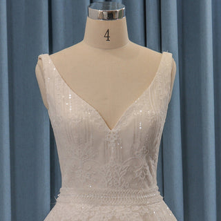 Timeless Ball Gown Multi V-neck Tulle Wedding Dress Tank Sleeve - Rosymae
