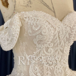 Trendy Traditional Sweetheart Off-the-Shoulder Wedding Dress - Rosymae