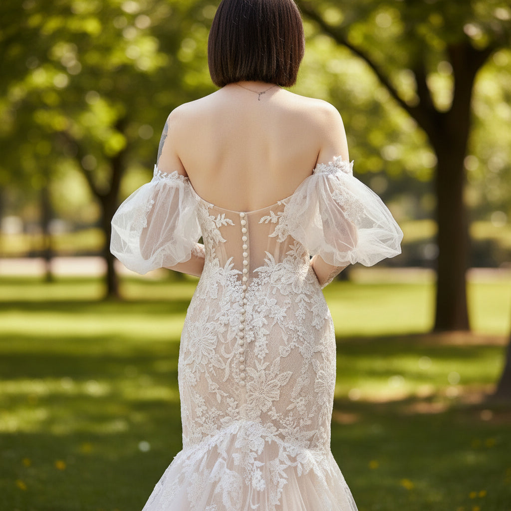 Mermaid Trumpet Wedding Dress with Off Shoulder Long Sleeve Rosymae Mermaid Trumpet Wedding Dress with Off Shoulder Long Sleeve Rosymae