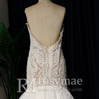 Trumpet Skirt Wedding Dresses Strapless Sweetheart Wedding Gown - Rosymae