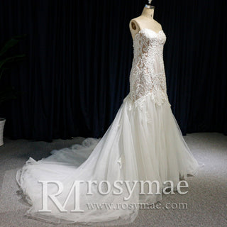 Trumpet Skirt Wedding Dresses Strapless Sweetheart Wedding Gown - Rosymae