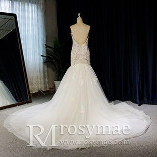 Trumpet Skirt Wedding Dresses Strapless Sweetheart Wedding Gown - Rosymae