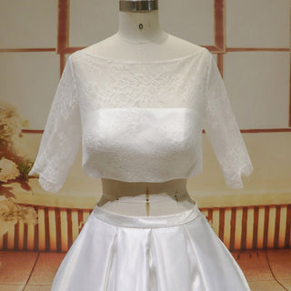 Half Sleeve A-line Skirt Separates Two Piece Wedding Dress