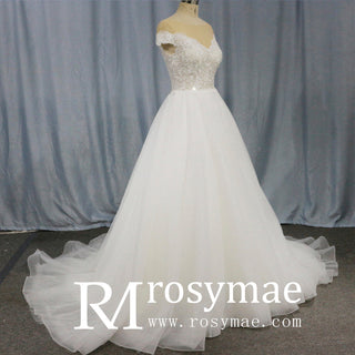 Ultra-Flattering Short Sleeve A Line Wedding Dresses - Rosymae