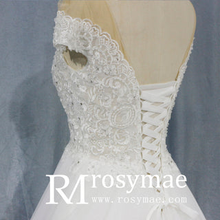 Ultra-Flattering Short Sleeve A Line Wedding Dresses - Rosymae