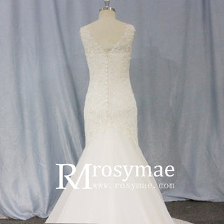 Unique Lace Trumpet Bridal Gown Off Shoulder Wedding Dress - Rosymae