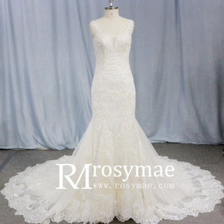 Unique Lace Trumpet Bridal Gown Off Shoulder Wedding Dress - Rosymae