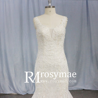 Unique Lace Trumpet Bridal Gown Off Shoulder Wedding Dress - Rosymae