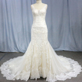 Unique Lace Trumpet Bridal Gown Off Shoulder Wedding Dress - Rosymae
