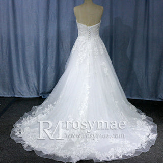 Vintage A-Line Strapless Sweetheart Neck Wedding Dress - Rosymae