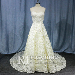 Vintage Bone Lace Sweetheart Bridal Wedding Dress - Rosymae