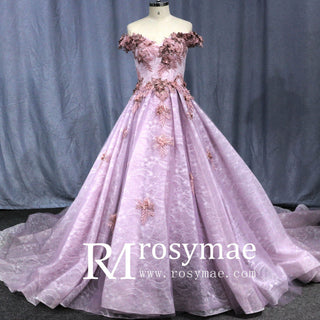 Vintage Off the Shoulder Purple Wedding Dresses and Bridal Gowns - Rosymae