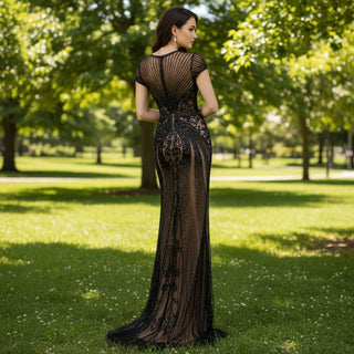 Women's Capped Sleeve Formal Dresses Evening Gowns - Rosymae
