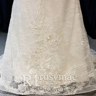 Womens V Neck Lace Appliques Wedding Dress Mermaid Bridal Gowns - Rosymae