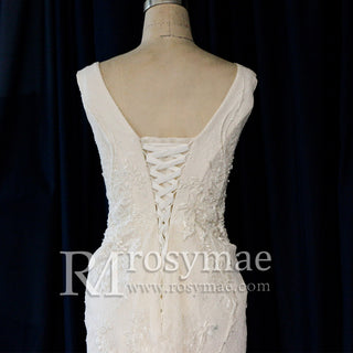 Womens V Neck Lace Appliques Wedding Dress Mermaid Bridal Gowns - Rosymae