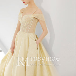 Yellow Formal Dresses & Evening Party Gowns with Spaghetti Straps